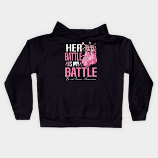 Her Battle Is My Battle Breast Cancer Awareness Boxing Gloves Kids Hoodie